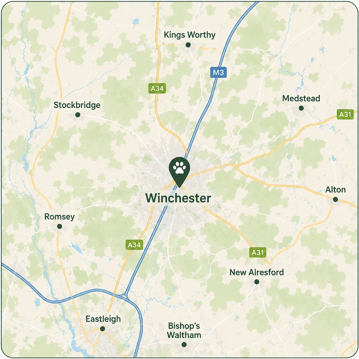 Map showing Winchester, Hampshire